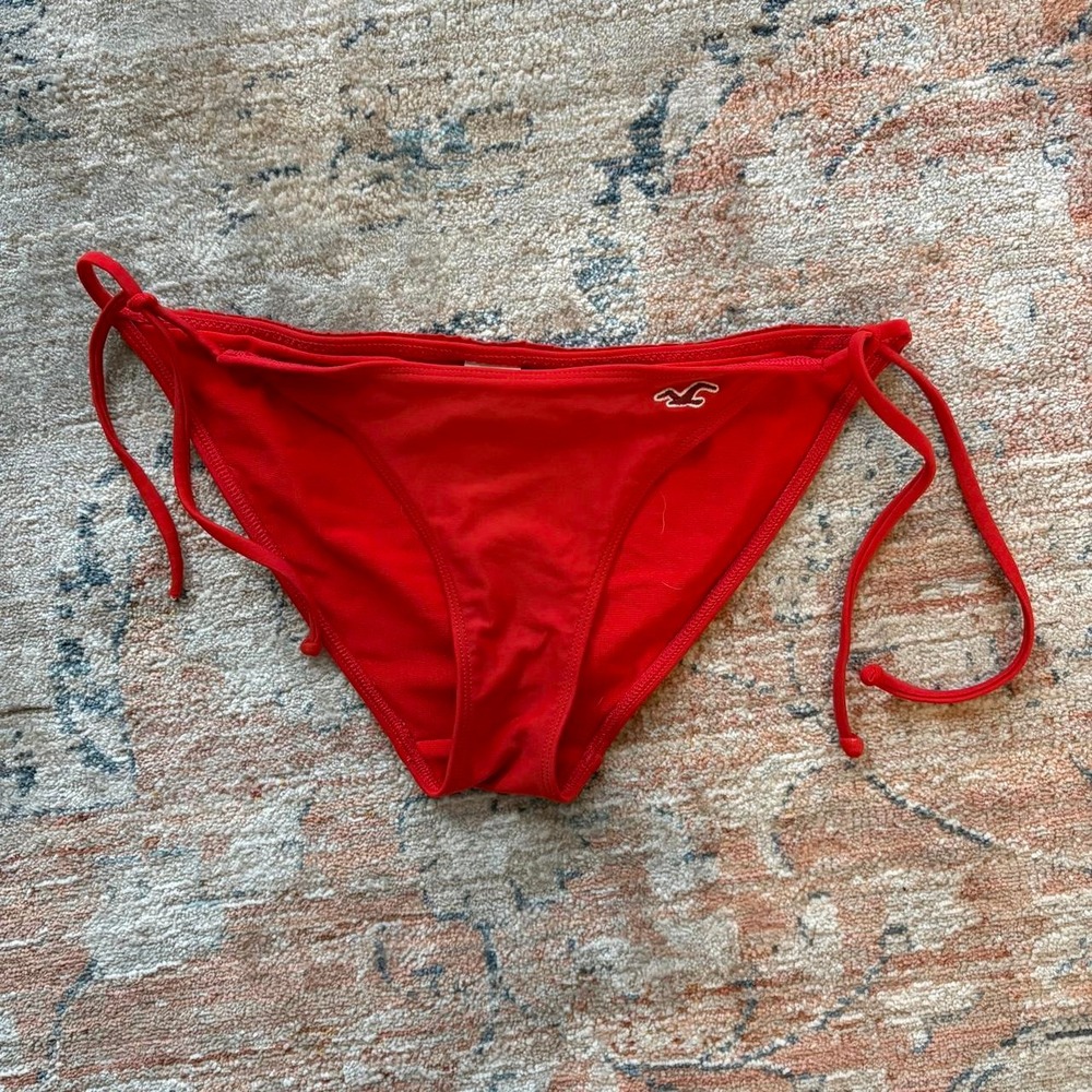 Hollister Red Low Rise Side Tie Ruffle Bikini Swim Bottoms Womens Size S